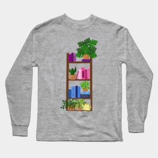 Book shelf with plants Long Sleeve T-Shirt